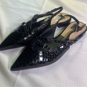 Dolce Vita Women's 8.5 New Imported Black Slingback Women's Leather Flats